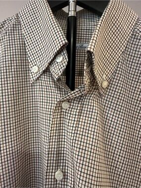 Loro Piana Men's Brown Check Button-Down Shirt - 16/41
